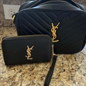 Fashion Black Crossbody Bag and Wallet Set